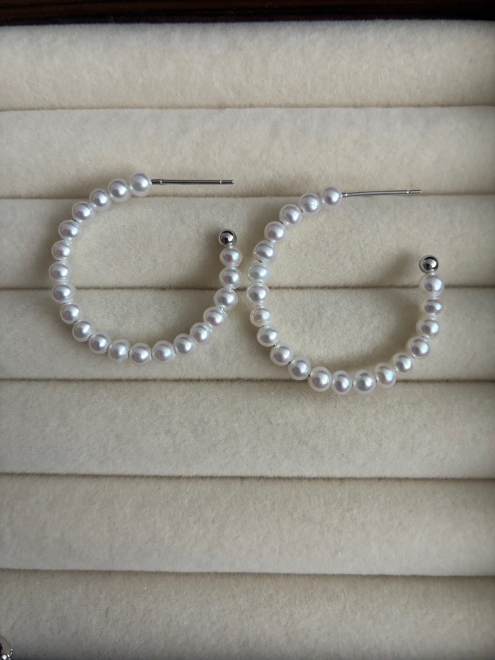 Soft Glow Freshwater Pearl Open Hoop Earrings